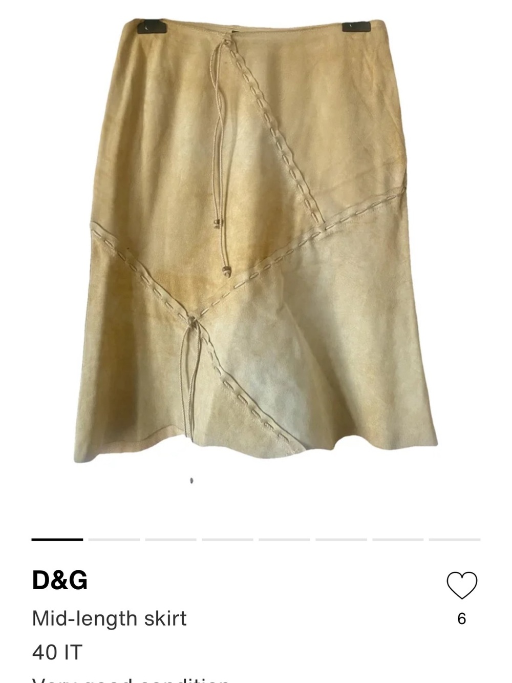 D&G Beige Suede Midi Skirt with Tie Details